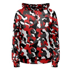 Black Red White Camouflage Pattern Women s Pullover Hoodie by SpinnyChairDesigns