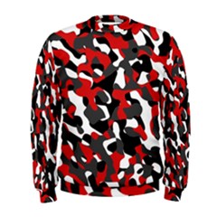 Black Red White Camouflage Pattern Men s Sweatshirt by SpinnyChairDesigns