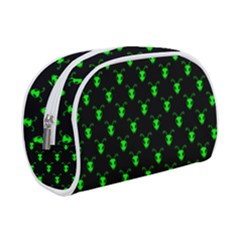 Neon Green Bug Insect Heads On Black Makeup Case (small) by SpinnyChairDesigns