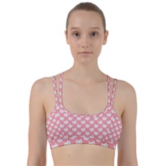 Cute Cat Faces White And Pink Line Them Up Sports Bra by SpinnyChairDesigns