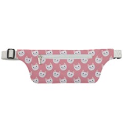 Cute Cat Faces White And Pink Active Waist Bag by SpinnyChairDesigns