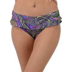 Abstract Art Purple Swirls Pattern Frill Bikini Bottom