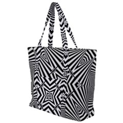 Black And White Line Art Pattern Stripes Zip Up Canvas Bag by SpinnyChairDesigns