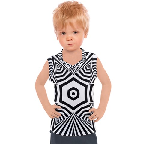 Black And White Line Art Stripes Pattern Kids  Sport Tank Top by SpinnyChairDesigns