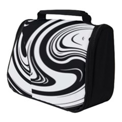 Black And White Swirl Spiral Swoosh Pattern Full Print Travel Pouch (small) by SpinnyChairDesigns