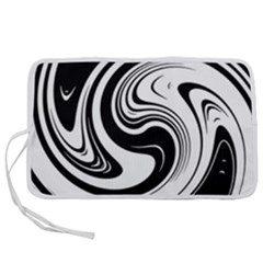 Black And White Swirl Spiral Swoosh Pattern Pen Storage Case (l) by SpinnyChairDesigns