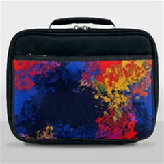 Colorful Paint Splatter Texture Red Black Yellow Blue Lunch Bag by SpinnyChairDesigns