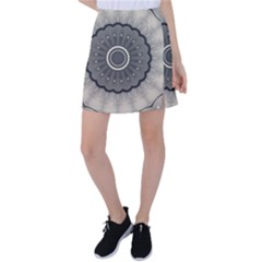 Beige Kaleidoscope Mandala Arabesque Pattern Tennis Skirt by SpinnyChairDesigns