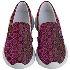 Abstract Retro Floral Stripes Pattern Kids Lightweight Slip Ons