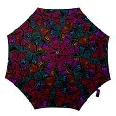 Colorful Monarch Butterfly Pattern Hook Handle Umbrellas (large) by SpinnyChairDesigns