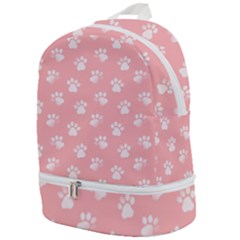 Animal Cat Dog Prints Pattern Pink White Zip Bottom Backpack by SpinnyChairDesigns