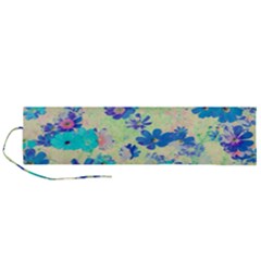 Cosmos Flowers Blue Roll Up Canvas Pencil Holder (l) by DinkovaArt