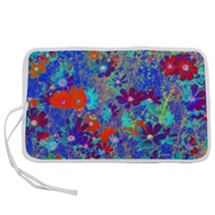 Cosmos Flowers Blue Red Pen Storage Case (s) by DinkovaArt