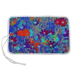 Cosmos Flowers Blue Red Pen Storage Case (l) by DinkovaArt