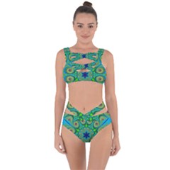 Peacock Mandala Kaleidoscope Arabesque Pattern Bandaged Up Bikini Set  by SpinnyChairDesigns