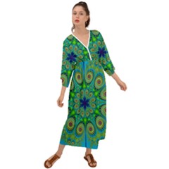 Peacock Mandala Kaleidoscope Arabesque Pattern Grecian Style  Maxi Dress by SpinnyChairDesigns