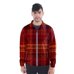 Red Brown Orange Plaid Pattern Men s Windbreaker by SpinnyChairDesigns