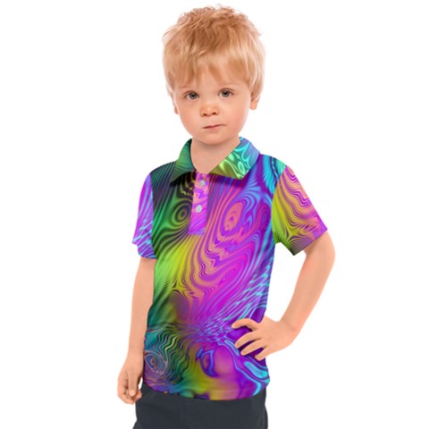 Psychedelic Swirl Trippy Abstract Art Kids  Polo Tee by SpinnyChairDesigns