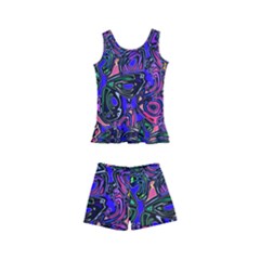 Purple Abstract Butterfly Pattern Kids  Boyleg Swimsuit by SpinnyChairDesigns