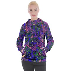 Purple Abstract Butterfly Pattern Women s Hooded Pullover by SpinnyChairDesigns