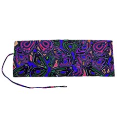 Purple Abstract Butterfly Pattern Roll Up Canvas Pencil Holder (s)