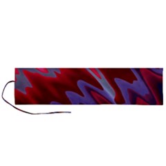 Red Blue Zig Zag Waves Pattern Roll Up Canvas Pencil Holder (l) by SpinnyChairDesigns