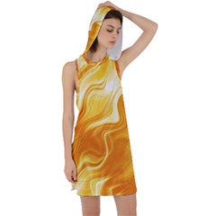 Gold Flames Pattern Racer Back Hoodie Dress