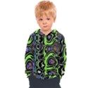 Green and Black Abstract Pattern Kids  Overhead Hoodie View1