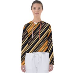 Black And Yellow Stripes Pattern Women s Slouchy Sweat by SpinnyChairDesigns