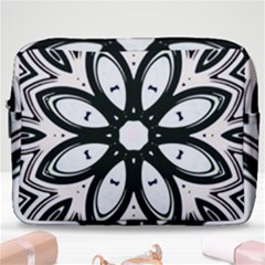 Black And White Floral Print Pattern Make Up Pouch (large) by SpinnyChairDesigns