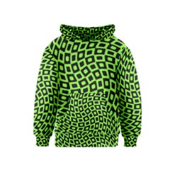 Abstract Black And Green Checkered Pattern Kids  Pullover Hoodie by SpinnyChairDesigns