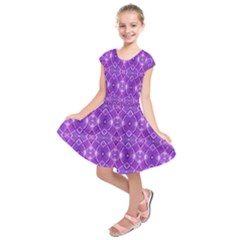 Geometric Galaxy Pattern Print Kids  Short Sleeve Dress by dflcprintsclothing