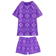 Geometric Galaxy Pattern Print Kids  Swim Tee And Shorts Set by dflcprintsclothing