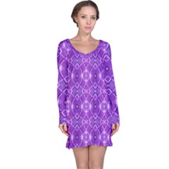 Geometric Galaxy Pattern Print Long Sleeve Nightdress