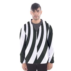 Black And White Zebra Stripes Pattern Men s Hooded Windbreaker by SpinnyChairDesigns