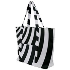 Black And White Zebra Stripes Pattern Zip Up Canvas Bag by SpinnyChairDesigns