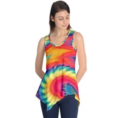 Colorful Dark Tie Dye Pattern Sleeveless Tunic by SpinnyChairDesigns