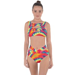 Colorful Dark Tie Dye Pattern Bandaged Up Bikini Set  by SpinnyChairDesigns