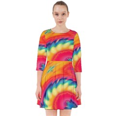 Colorful Dark Tie Dye Pattern Smock Dress by SpinnyChairDesigns