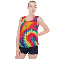 Colorful Dark Tie Dye Pattern Bubble Hem Chiffon Tank Top by SpinnyChairDesigns