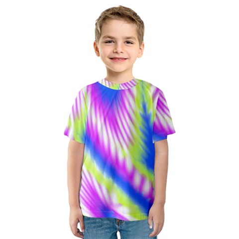 Colorful Blue Purple Pastel Tie Dye Pattern Kids  Sport Mesh Tee by SpinnyChairDesigns