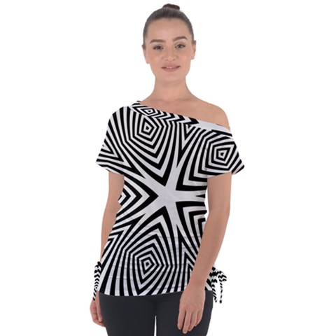 Abstract Zebra Stripes Pattern Tie-up Tee by SpinnyChairDesigns