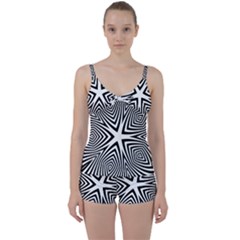 Abstract Zebra Stripes Pattern Tie Front Two Piece Tankini by SpinnyChairDesigns