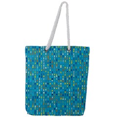 Aqua Blue Artsy Beaded Weave Pattern Full Print Rope Handle Tote (large) by SpinnyChairDesigns