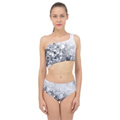 Black And White Abstract Mosaic Pattern Spliced Up Two Piece Swimsuit by SpinnyChairDesigns