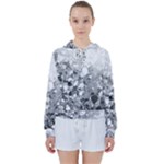 Black and White Abstract Mosaic Pattern Women s Tie Up Sweat