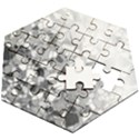 Black and White Abstract Mosaic Pattern Wooden Puzzle Hexagon View2