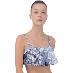 Black And White Abstract Mosaic Pattern Frill Bikini Top by SpinnyChairDesigns