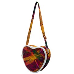 Dragonflies Abstract Colorful Pattern Heart Shoulder Bag