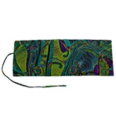 Jungle Print Green Abstract Pattern Roll Up Canvas Pencil Holder (s) by SpinnyChairDesigns